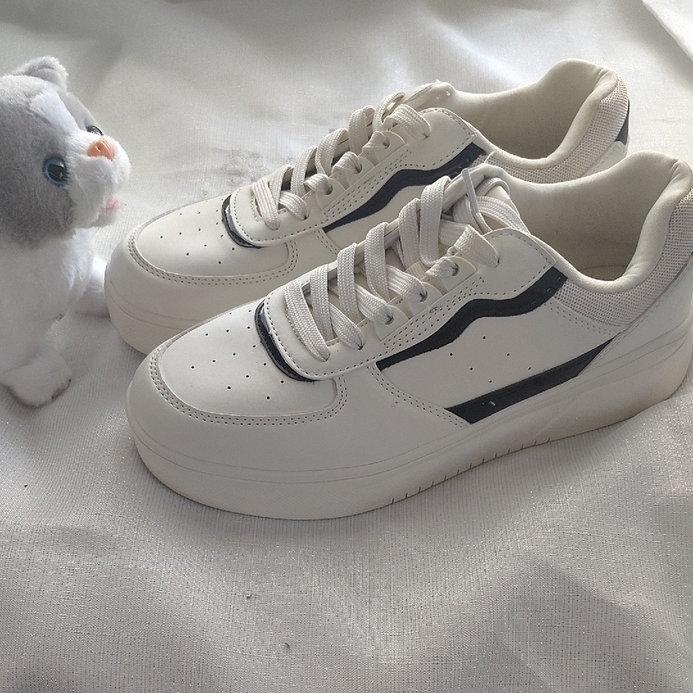 Red Brand White and Black Sneakers